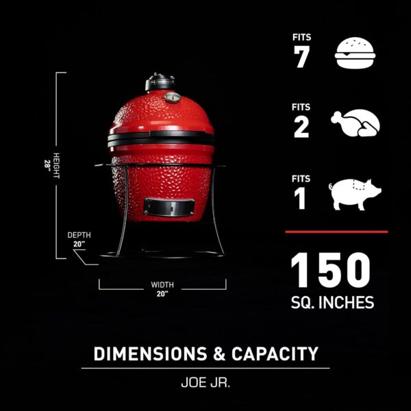 Kamado Joe KJ13RH Joe Jr Charcoal Grill, Blaze Red - Image 3