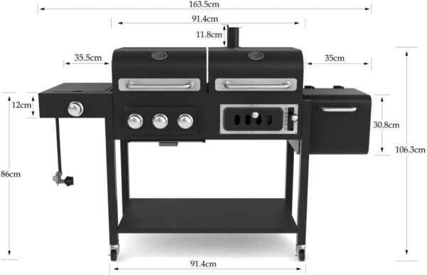 CosmoGrill Hybrid 4 Burner Barbecue DUO Dual Fuel BBQ 3+1 Gas Grill & Charcoal Smoker BBQ Grill - Image 2