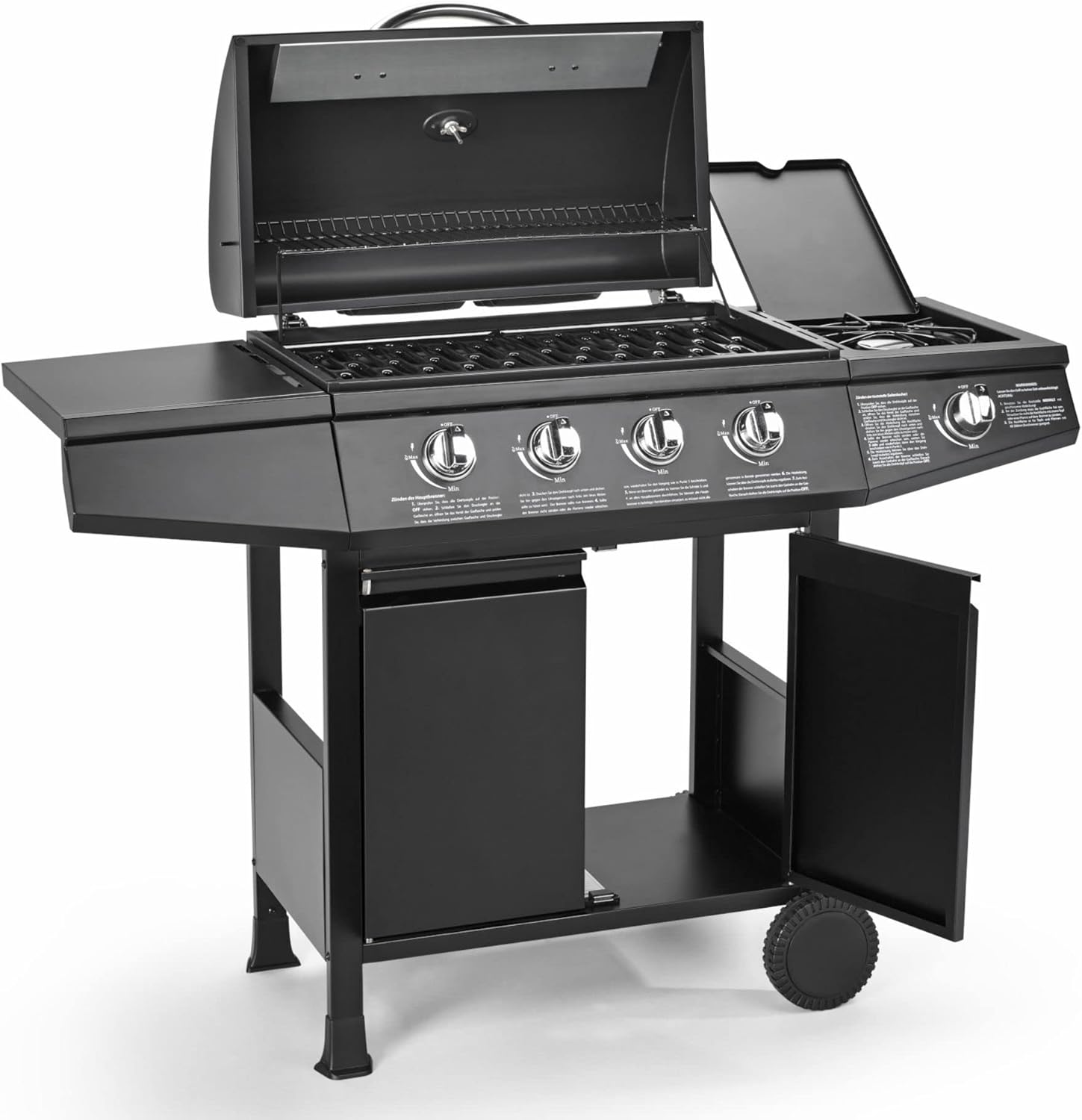 CosmoGrill 4+1 Series Gas BBQ with Side Barbecue Burner and Storage (4+1 BBQ with Cover)